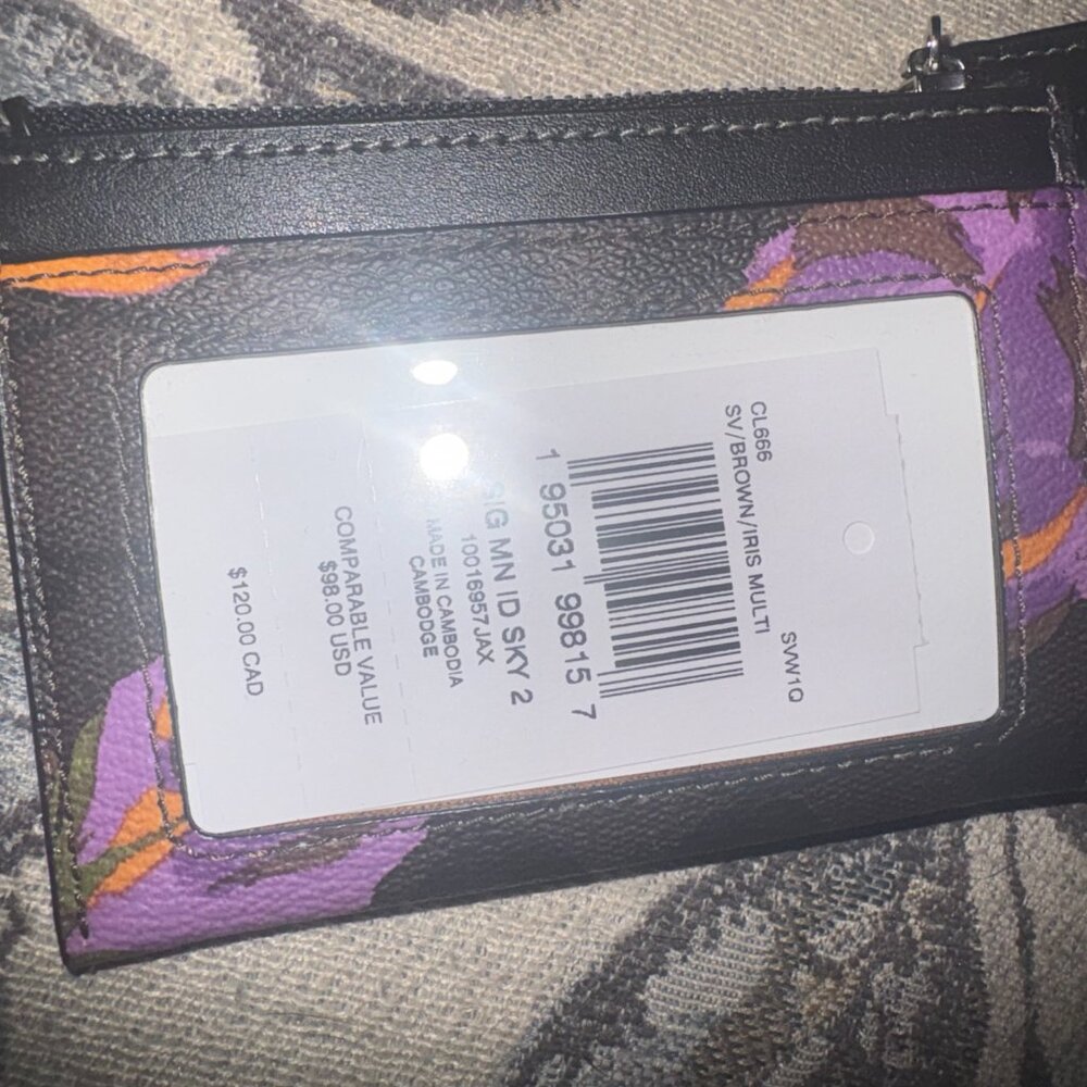 Coach Brown Leather Shoulder Bag with Purple and Orange Floral Print - Picture 2 of 10